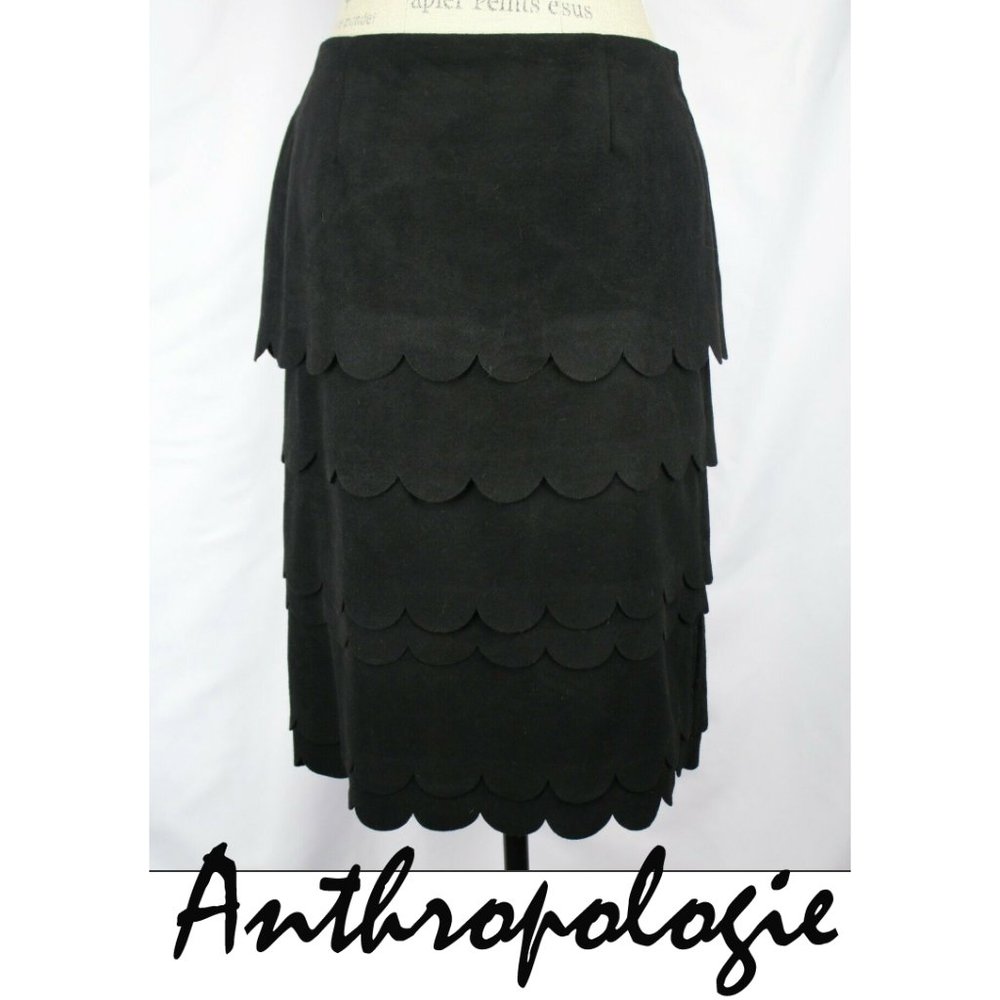 Anthropologie Maeve Skirt Pencil Tiered Scalloped